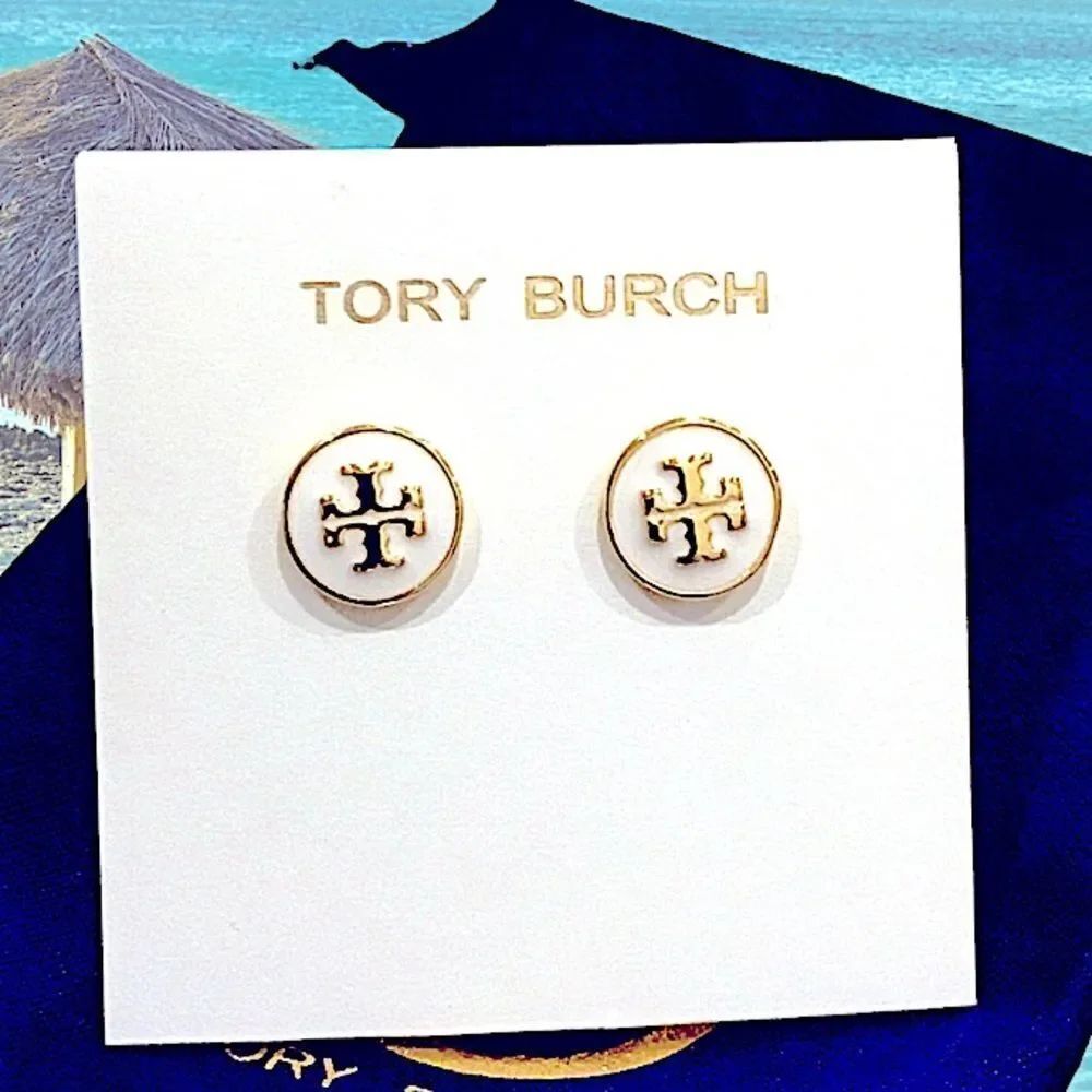 TORY BURCH KIRA CIRCLE STUD EARRINGS DOUBLE T LOGO